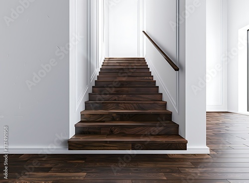 Staircase with wooden steps in a modern apartment