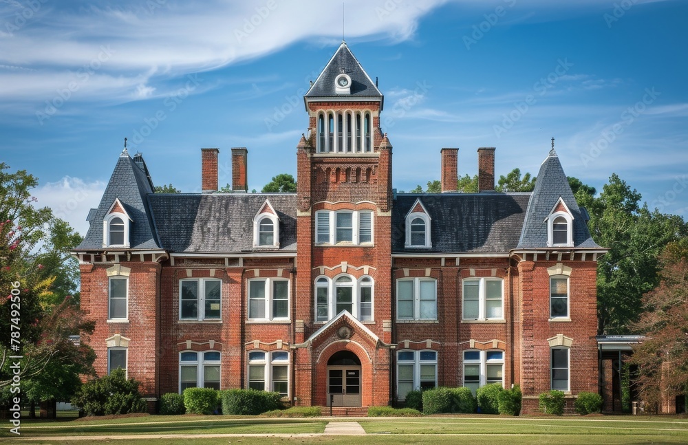 Historic Brick Building With Clock Tower Historic Brick Building With Clock Tower