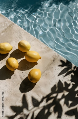 Three Lemons by Swimming Pool