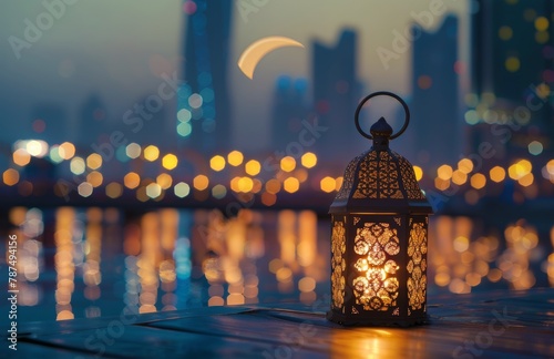 Lantern on Dock Facing City