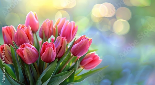 Tulip Bouquet on Wooden Table