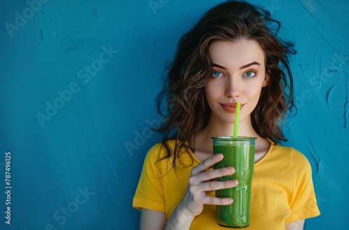 Woman Holding a Glass of Green Smoothie