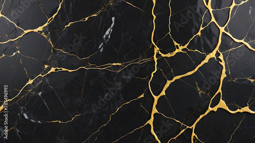 Black marble background. Black marble background with yellow veins.