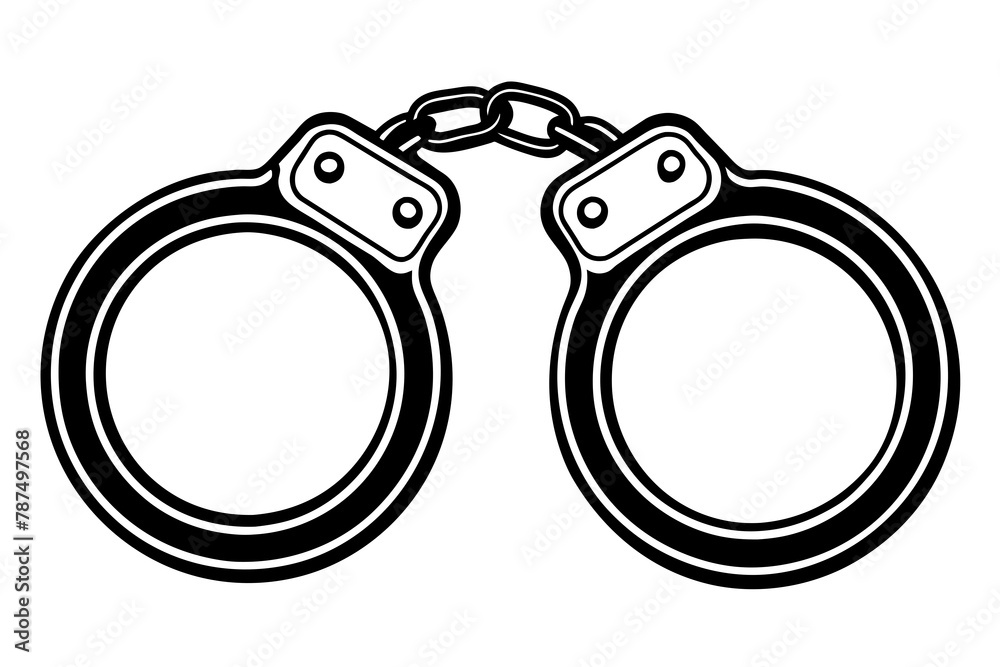 Handcuffed icon, simple design vector silhouette Handcuffed icon, simple design vector silhouette