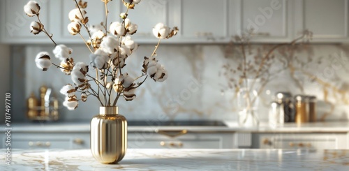 Vase Filled With White Flowers on Counter