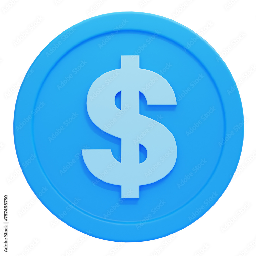 PNG 3D Coin icon isolated on a white background PNG 3D Coin icon isolated on a white background