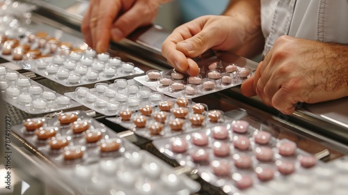 Pharmaceutical Pills and Tablets on Silver Blister Packs Close-up