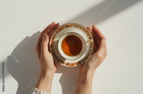 Person Holding Cup of Tea