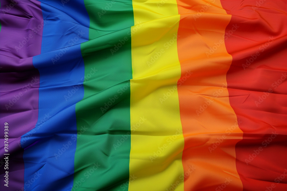 Obraz premium Rainbow fabric flag, LGBT background, pride month banner
