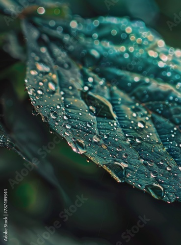 Green Leaf With Water Droplets