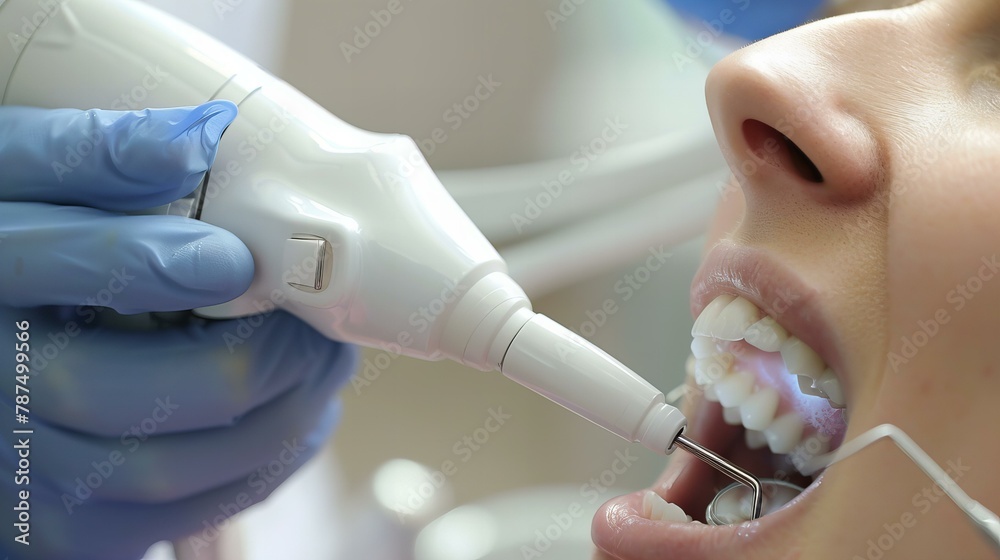 The dentist is examining the patient. The dentist is examining the patient.