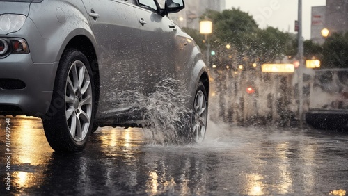 car in the rain