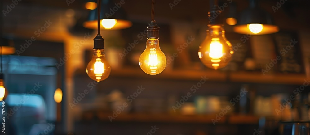 Indoor lighting in a cafe. Indoor lighting in a cafe.