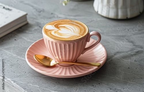 A Cup of Coffee on a Saucer With a Spoon
