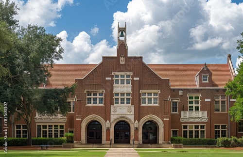 Grand Brick Building With Clock Tower