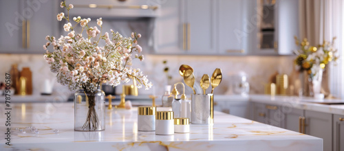 White Vase Filled With Cotton on Counter
