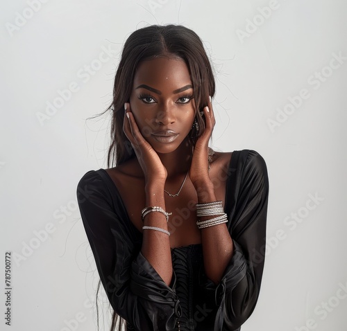 Woman With Long Hair Wearing Black Dress