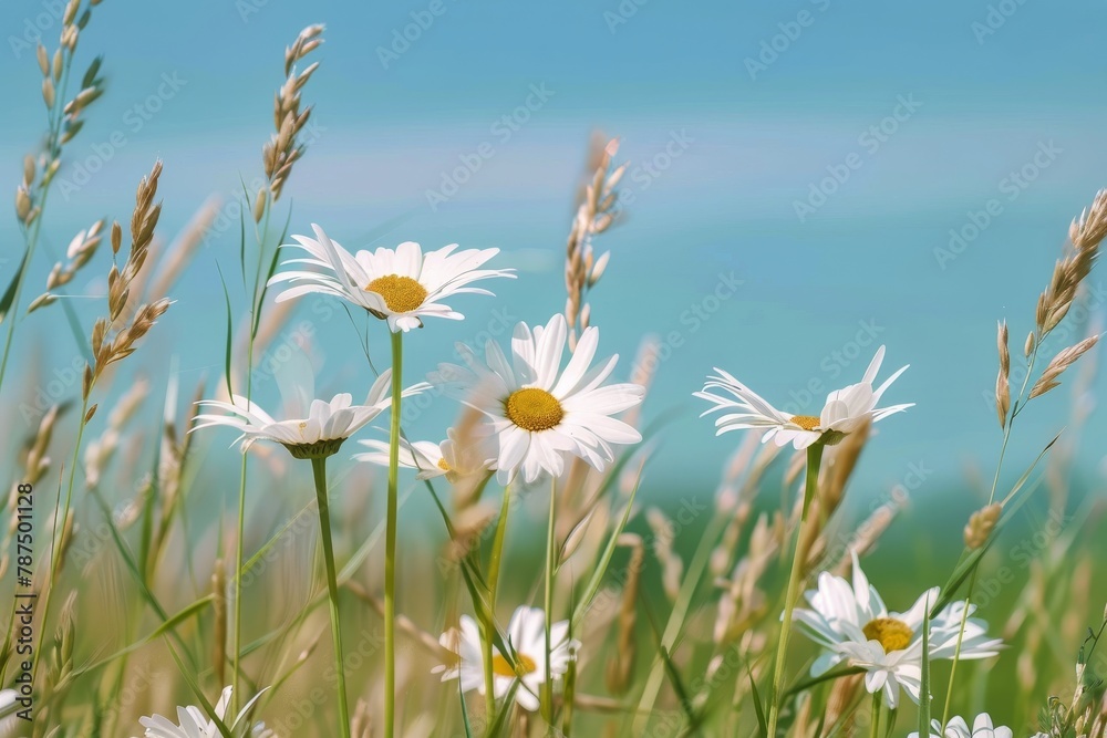 Field of Daisies Under Blue Sky Field of Daisies Under Blue Sky