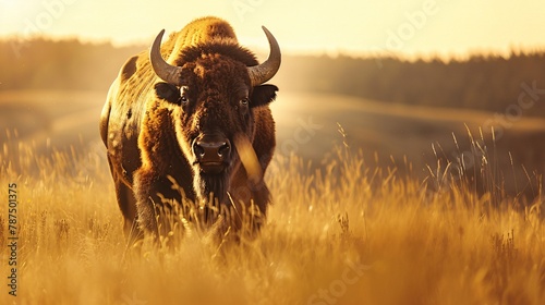 buffalo at sunset photo