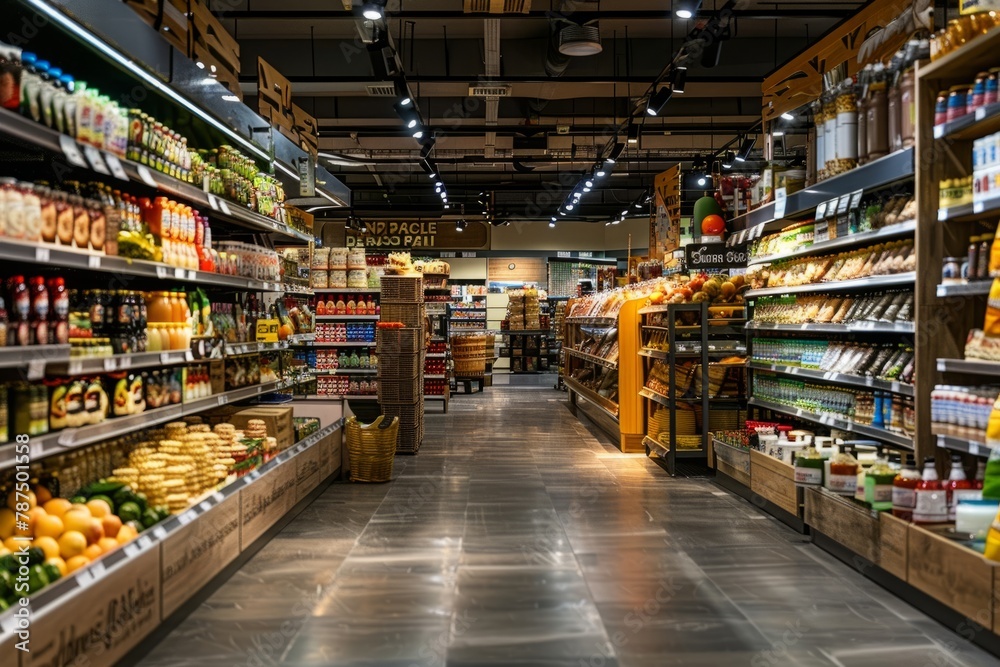 Grocery Store Offering Variety of Food Items on Shelves