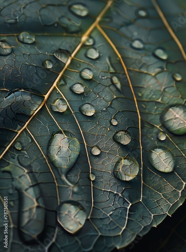 Green Leaf With Water Droplets