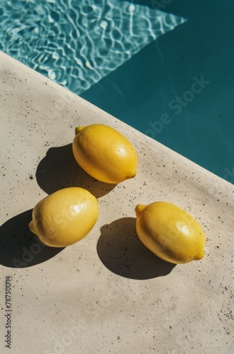 Three Lemons by Swimming Pool