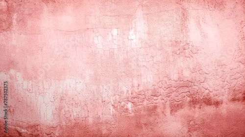 A pink wall with a lot of cracks and peeling paint.