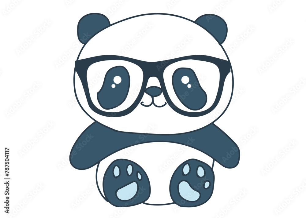 Illustration cute intellectual panda, glasses Illustration cute intellectual panda, glasses