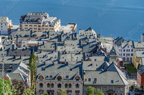 Aerial view of the town of Alesund, Norway