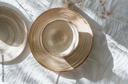 Group of Bowls on White Sheet