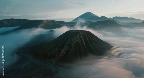 Cloud-covered Mountain Peak From Above
