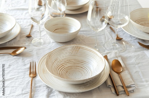 Group of Bowls on White Sheet