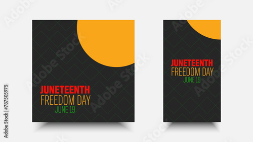 Juneteenth social media template design. History of African American freedom day. Geometric background shape