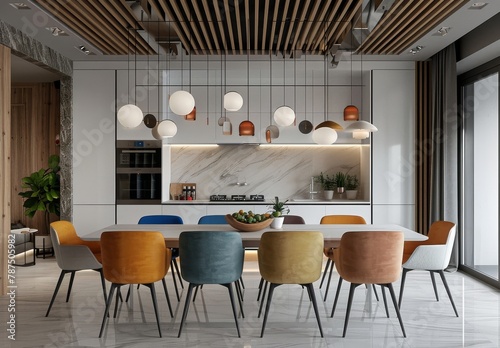 Dining Room With Table and Chairs