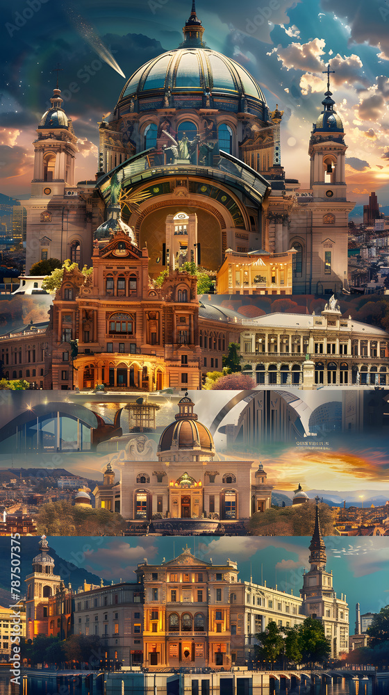 Cultural Hubs of Melodrama: A Collage of World's Iconic Opera Houses