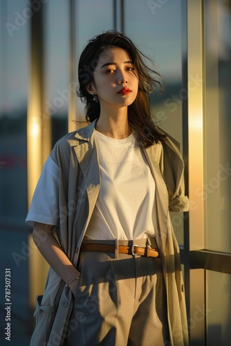 Woman Standing by Window Next to Building