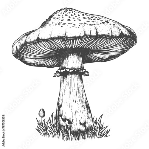mushroom images using Old engraving style