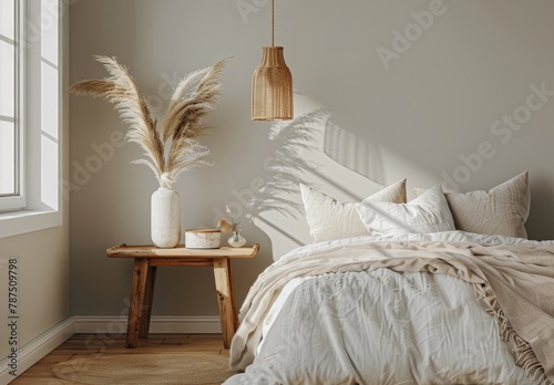 Bed With White Comforter and Pillows