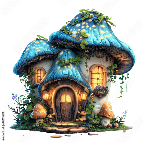 Mushroom House Mushrooms that form the walls and roof of a small house. The entrance was a delicate archway with vines and fairy lights sparkling around it.