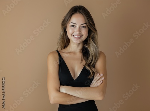Woman in Black Dress Posing for Picture