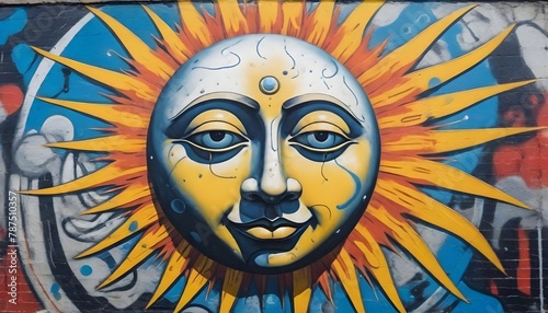 The Sun's Gaze: Vibrant Street Art Mural