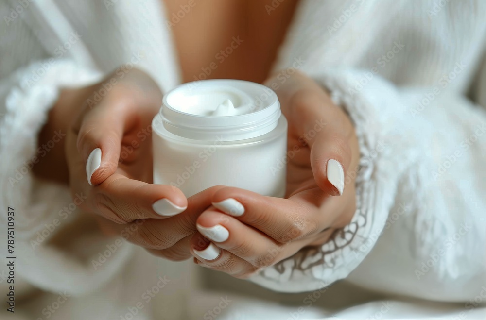 Woman Holding Jar of Cream