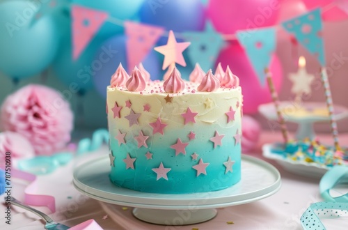 Blue and Pink Cake With Stars