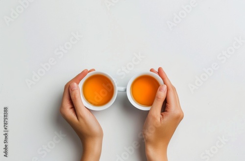 Two Hands Holding Two Cups of Tea