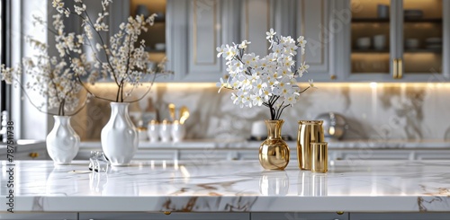 White Vase Filled With Cotton on Counter