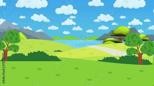 A Meadow On A Sunny Day 4k Animation Stock Footage 