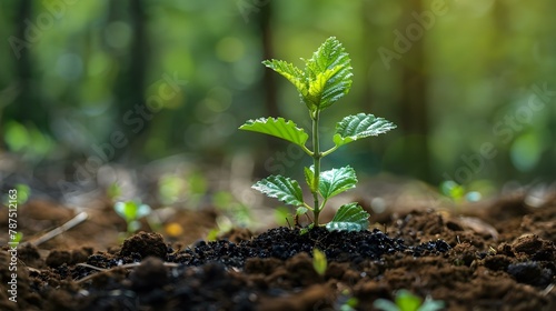 Harmony of Growth: A New Sapling's Promise for a Greener Future. Concept Sustainable Living, Planting Trees, Environmental Conservation, Nature Restoration, Climate Action