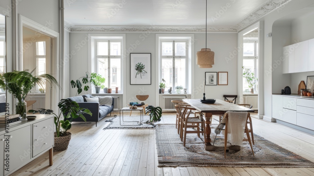 Fototapeta premium A flat with a bright and airy feel AI generated illustration