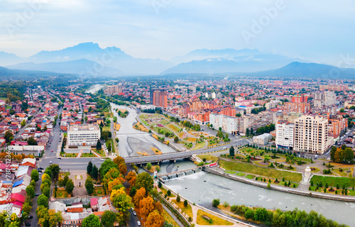 Vladikavkaz city aerial panoramic view photo