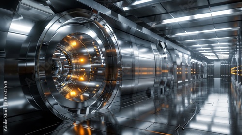 A futuristic bank vault protected by advanced security measures AI generated illustration